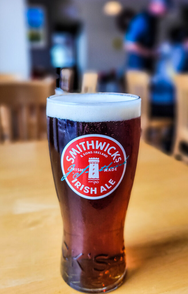 A glass of beer on a table