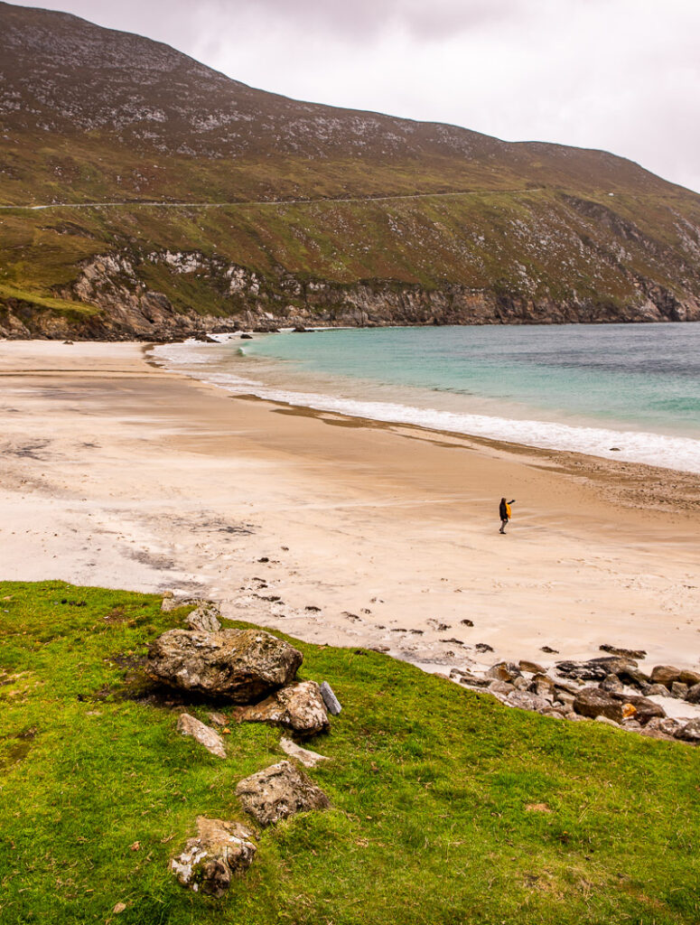 Beautiful sandy beach with blue water