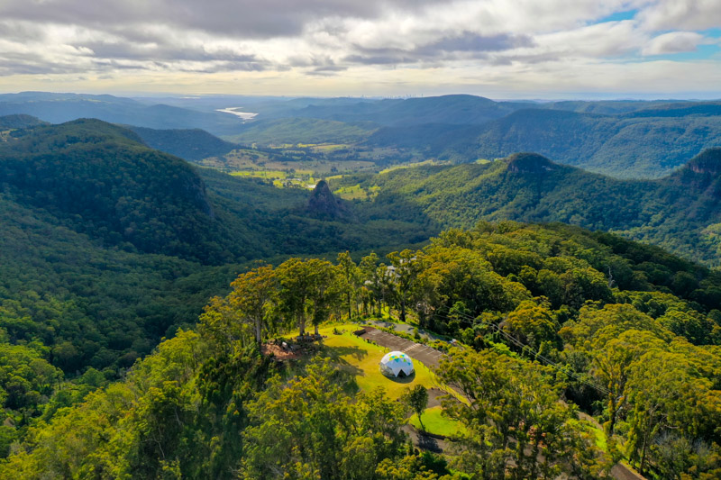 aerial view of binna burra lodge and the hinterland