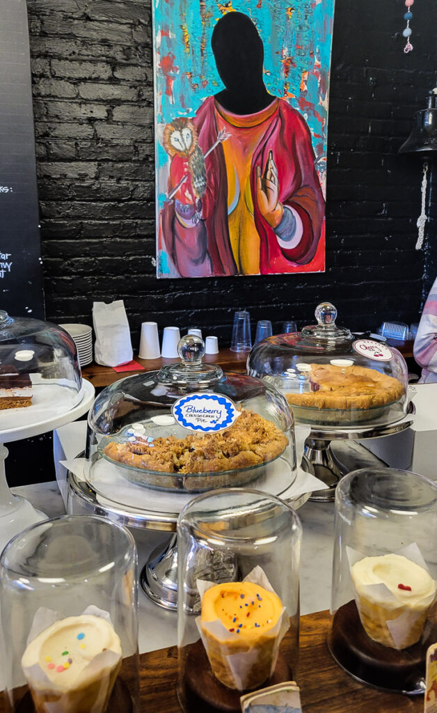 Cupcakes on display in a bakery