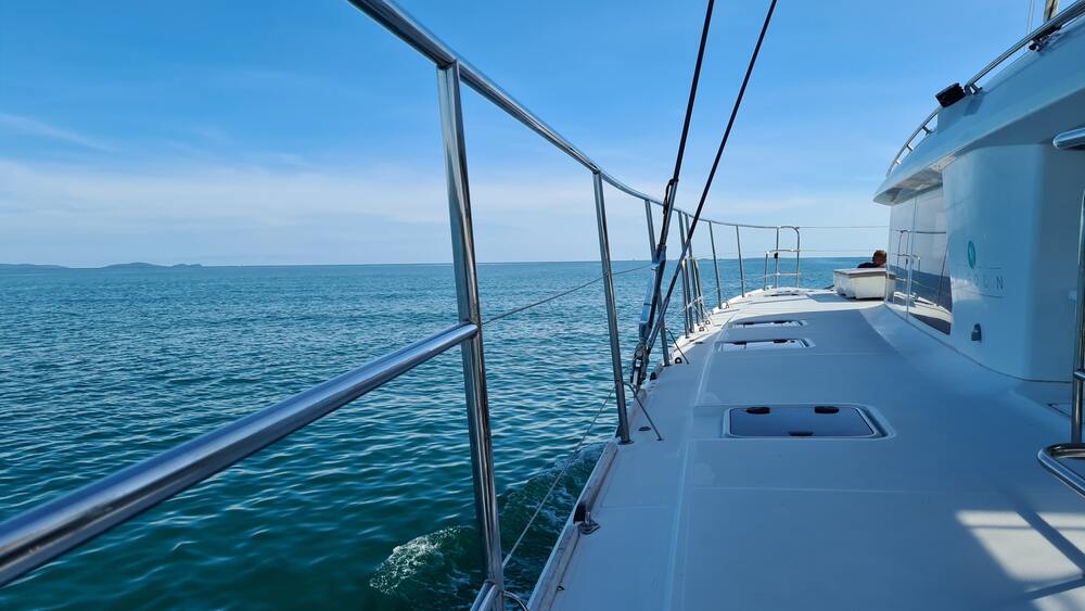 side view of yacht on the ocean