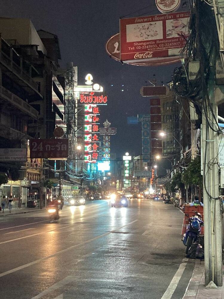 busy street of chinatown and traffic