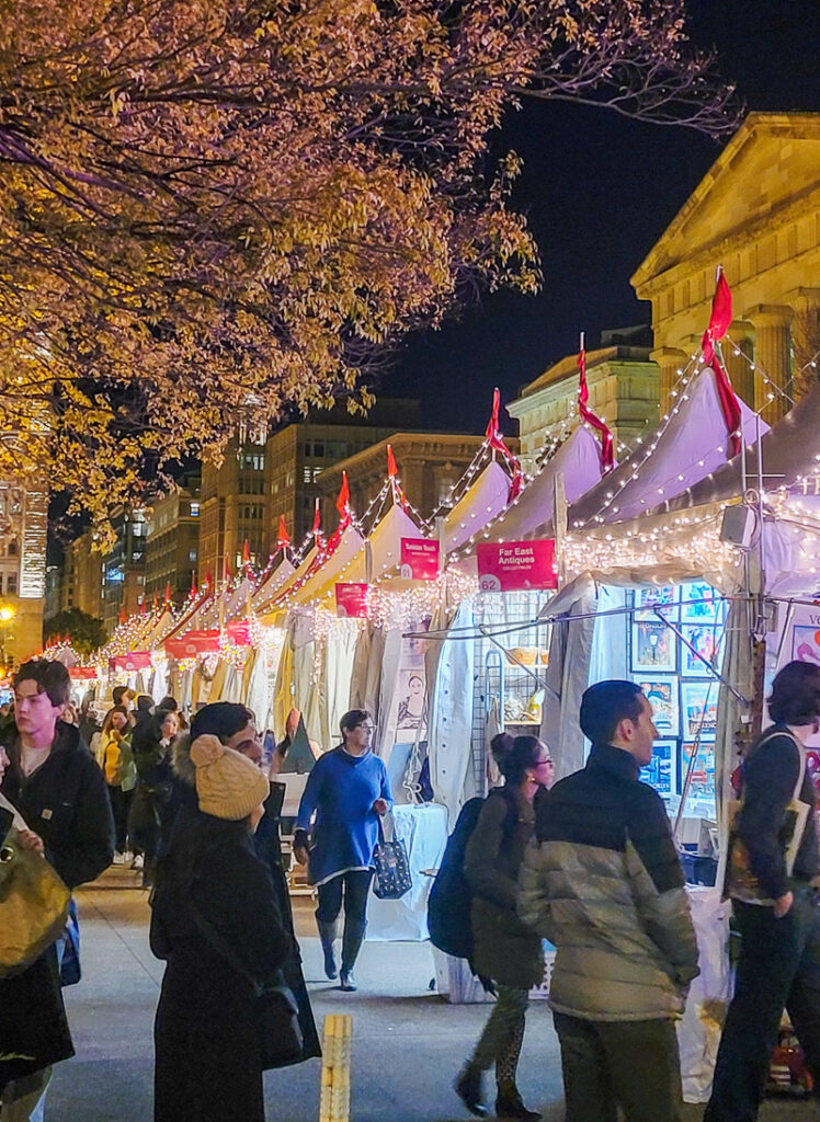 People enjoying a Christmas market