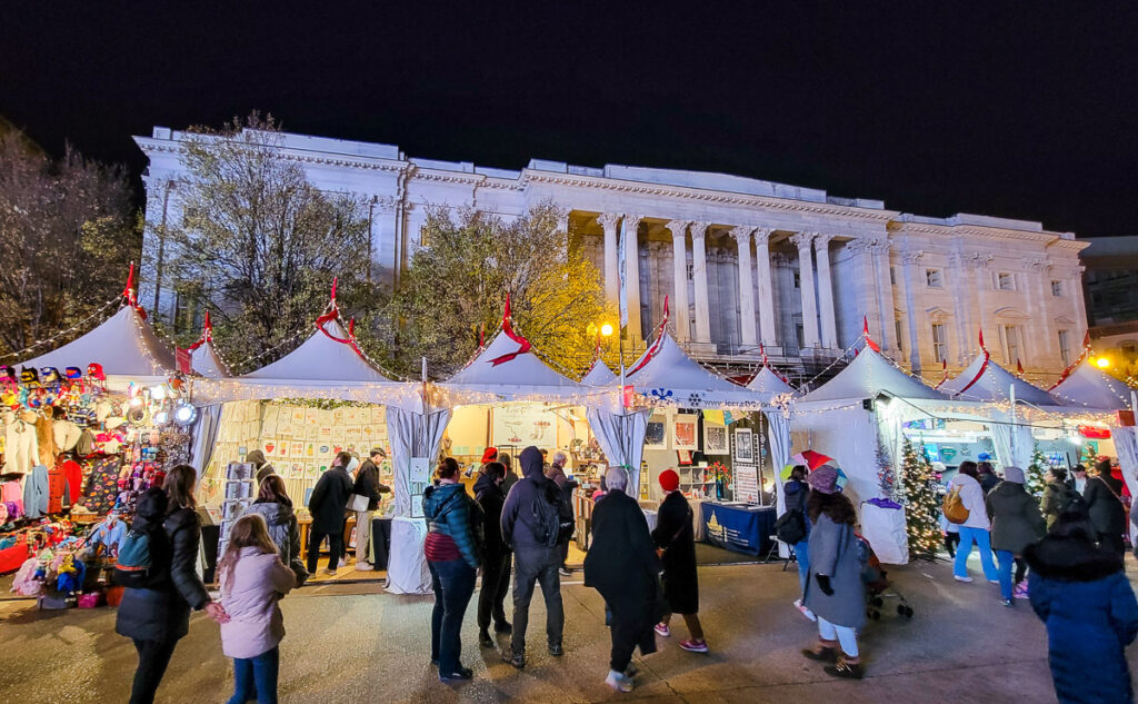 People enjoying a Christmas market