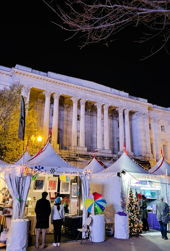 People enjoying a Christmas market