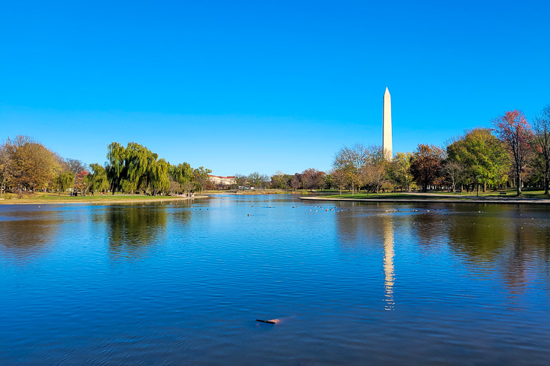 view of national monument from the constitution gardens