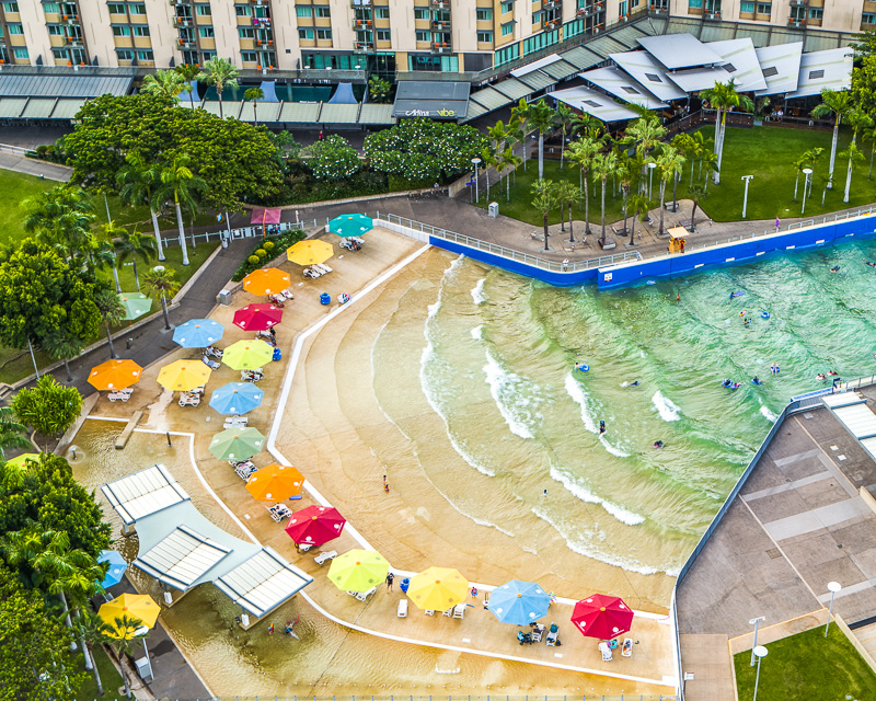 Aerial view of wave pool 