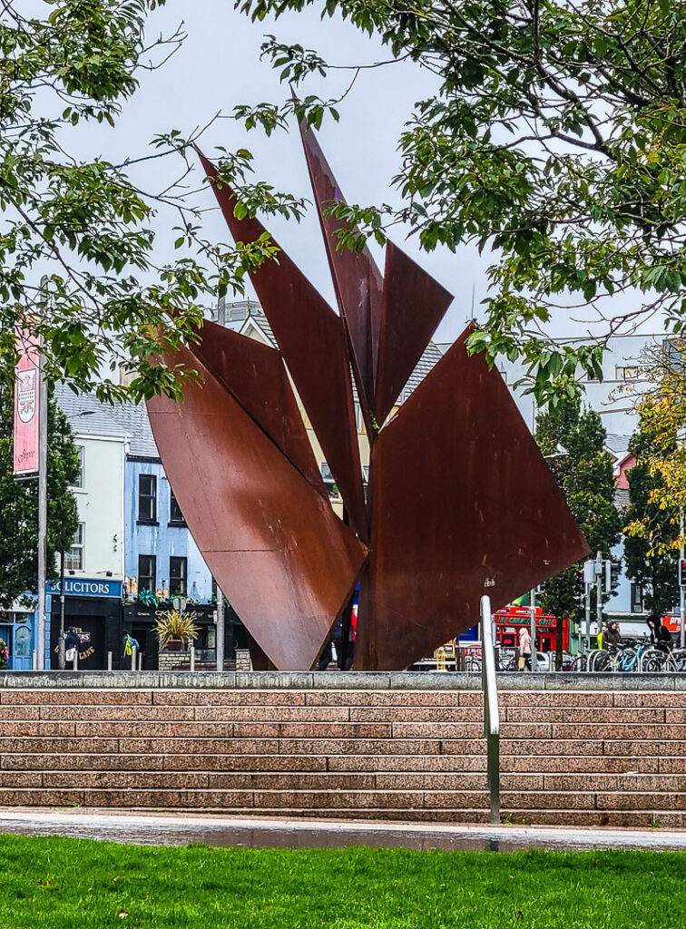 Monument of a ships sails in a park