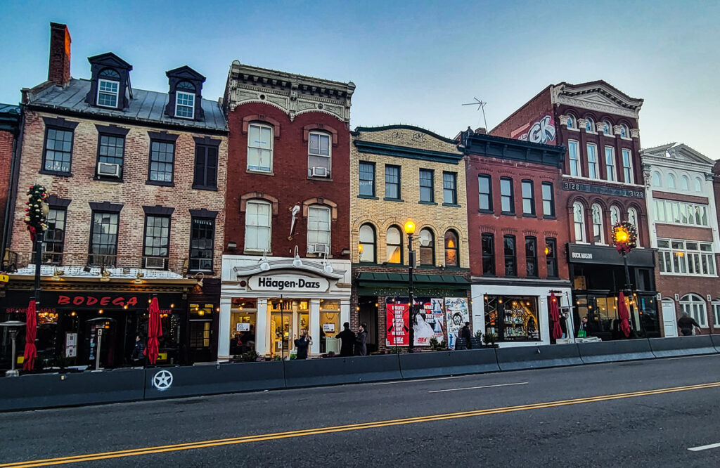 Row of shopfronts in the main street of Georgetown