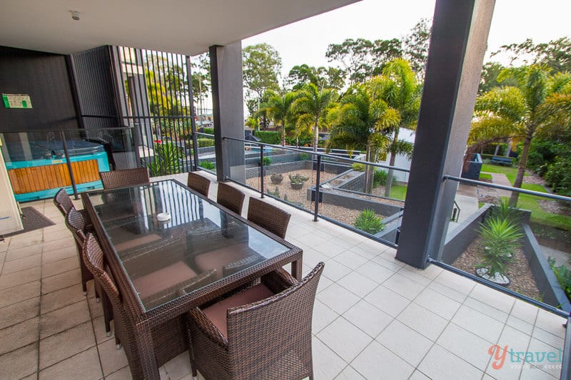 dining table on a balcony