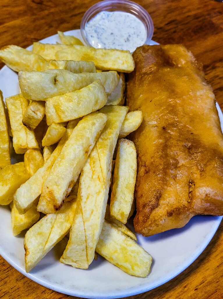 Fish and chips on a plate