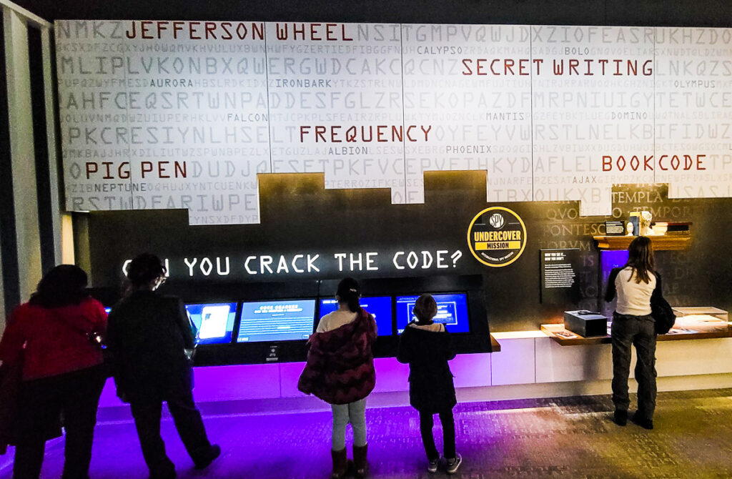 People exploring a spy museum in DC