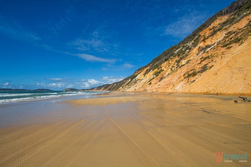 orange cliffs on Rainbow Beach, 