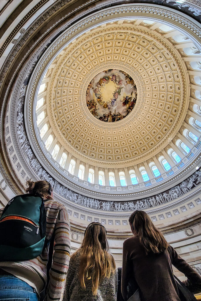 Domed ceiling inside the US Capitol Builing in Washington DC