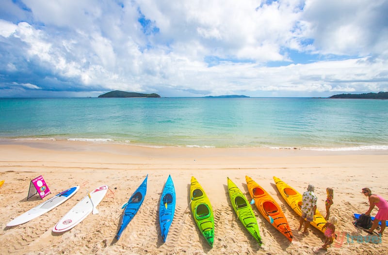 kayaks on the beach