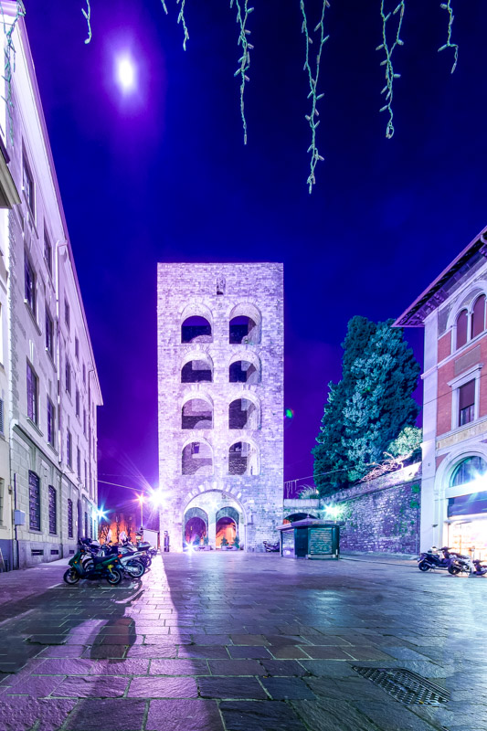 The old gate and tower of Porta Torre, in Como, Lombardy, Italy