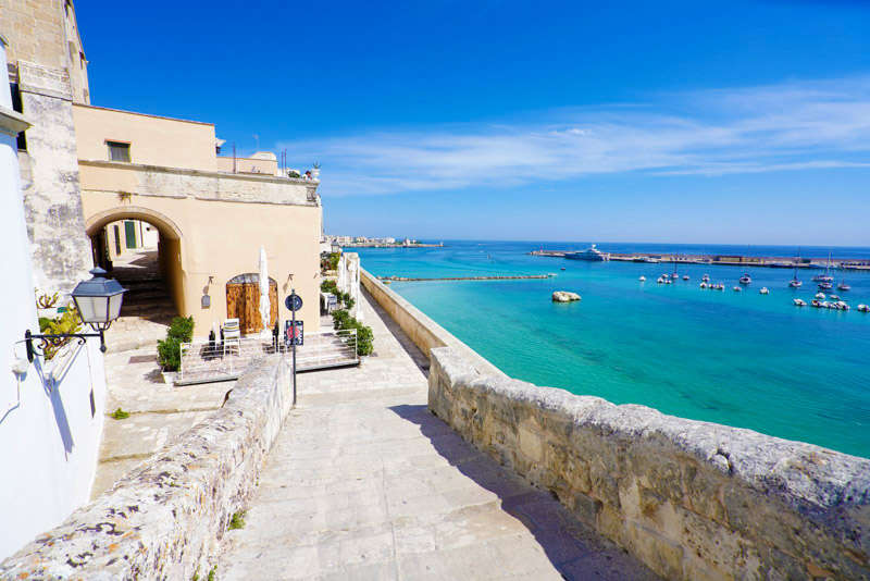 Beautiful view of Otranto historic town on Adriatic Sea, Puglia, Italy