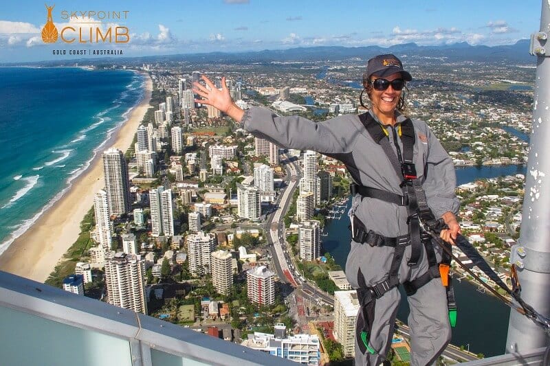 woman admiring the view of Surfers Paradise from Skypoint climb 