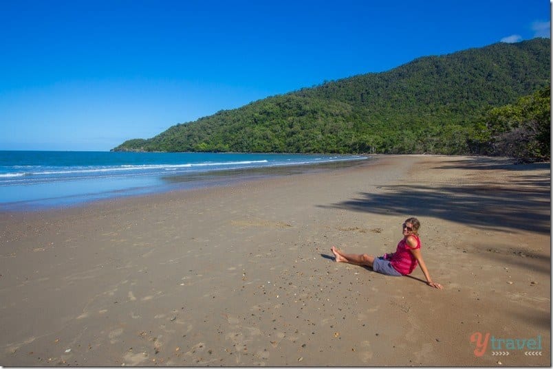 woman sitting on a beach