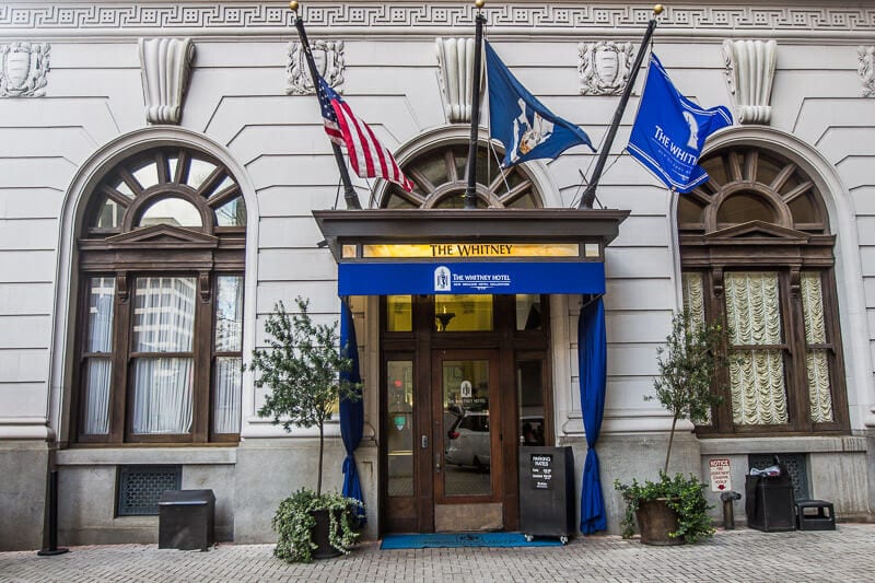 front entrance to the  Whitney Hotel, New Orleans