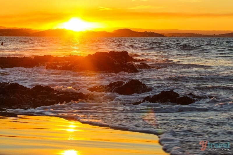 orange sunset over the beach