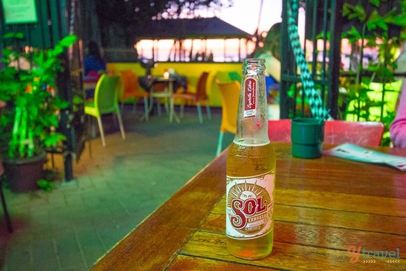 bottle of beer on a table