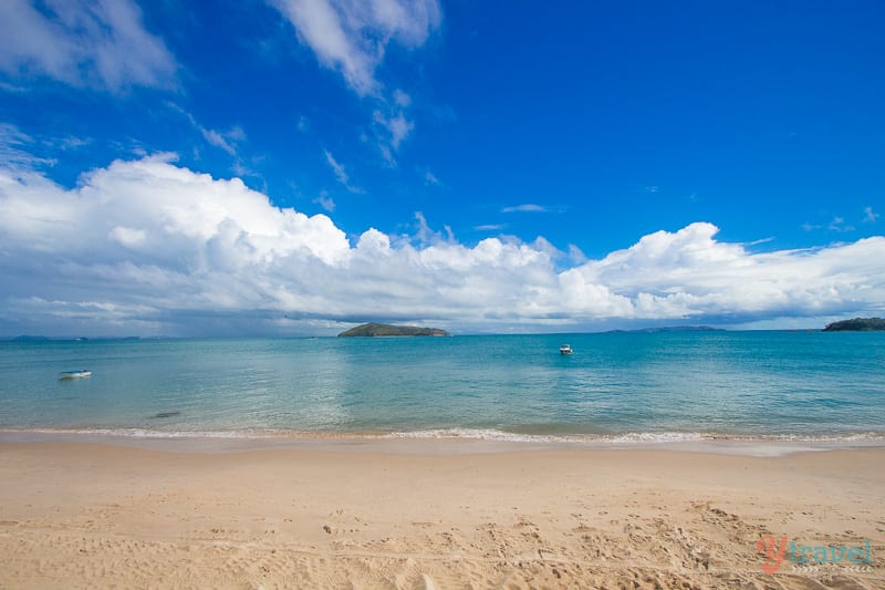 beach with island in the distance