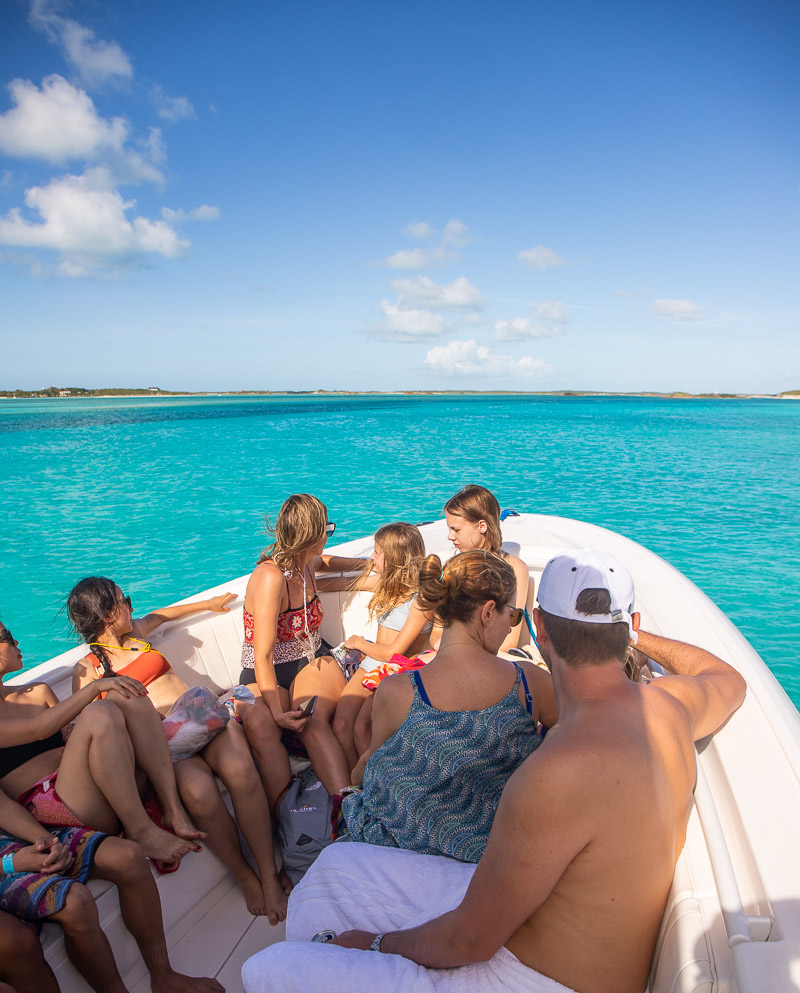 People on a boat cruise in beautiful water