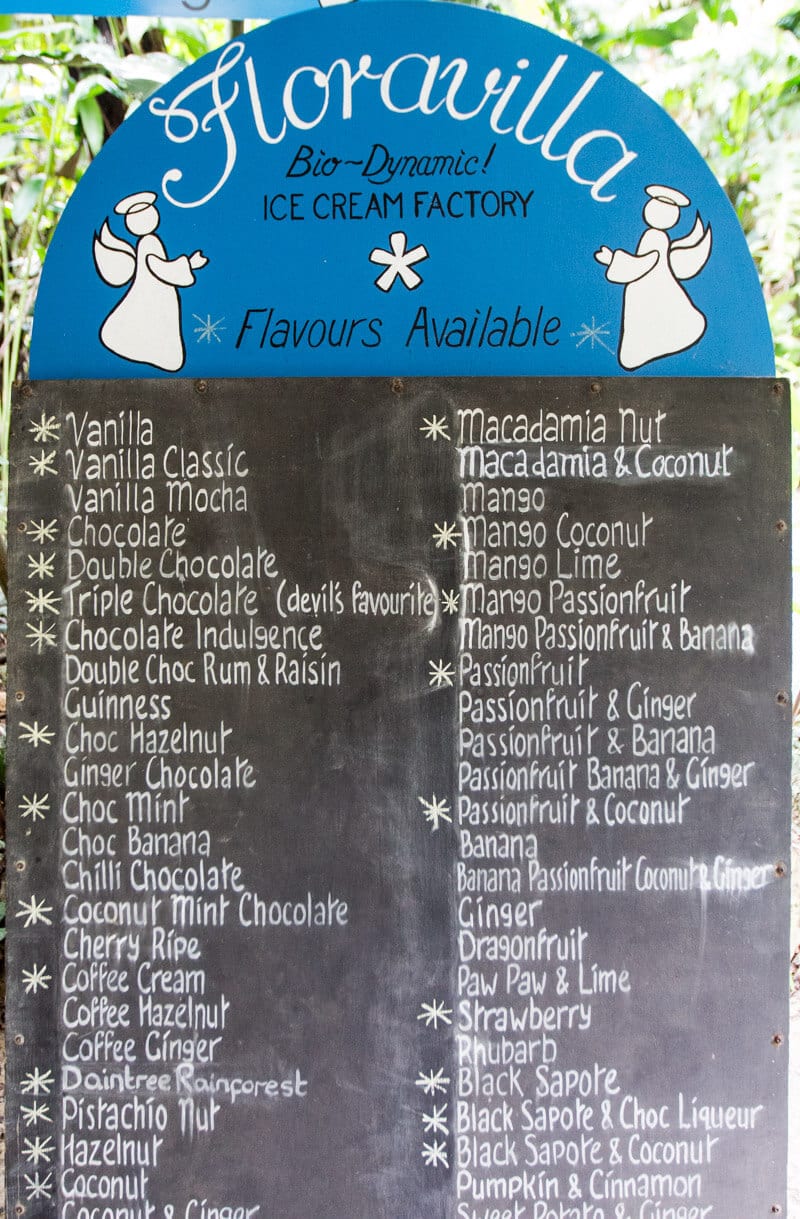 blackboard showing ice cream flavors