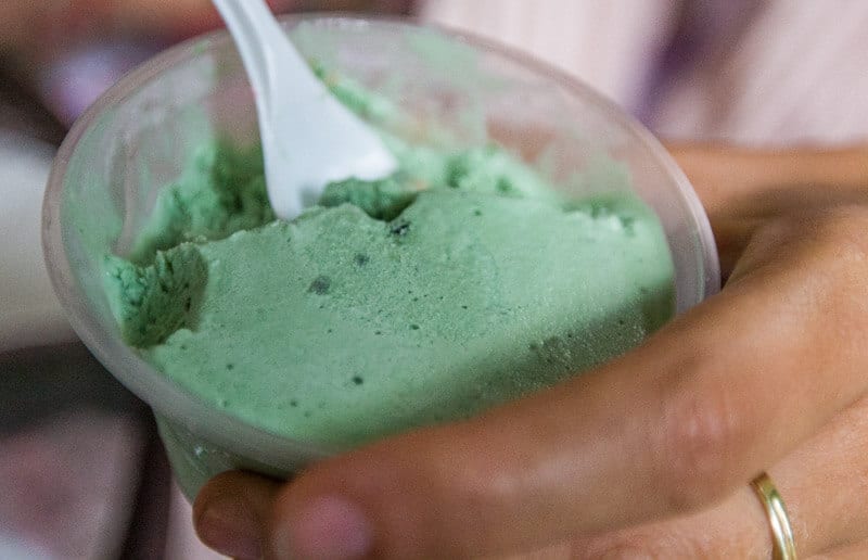 spoon in cup of ice cream