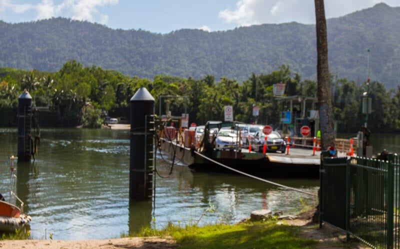 cars on the Daintree River Ferry crossing