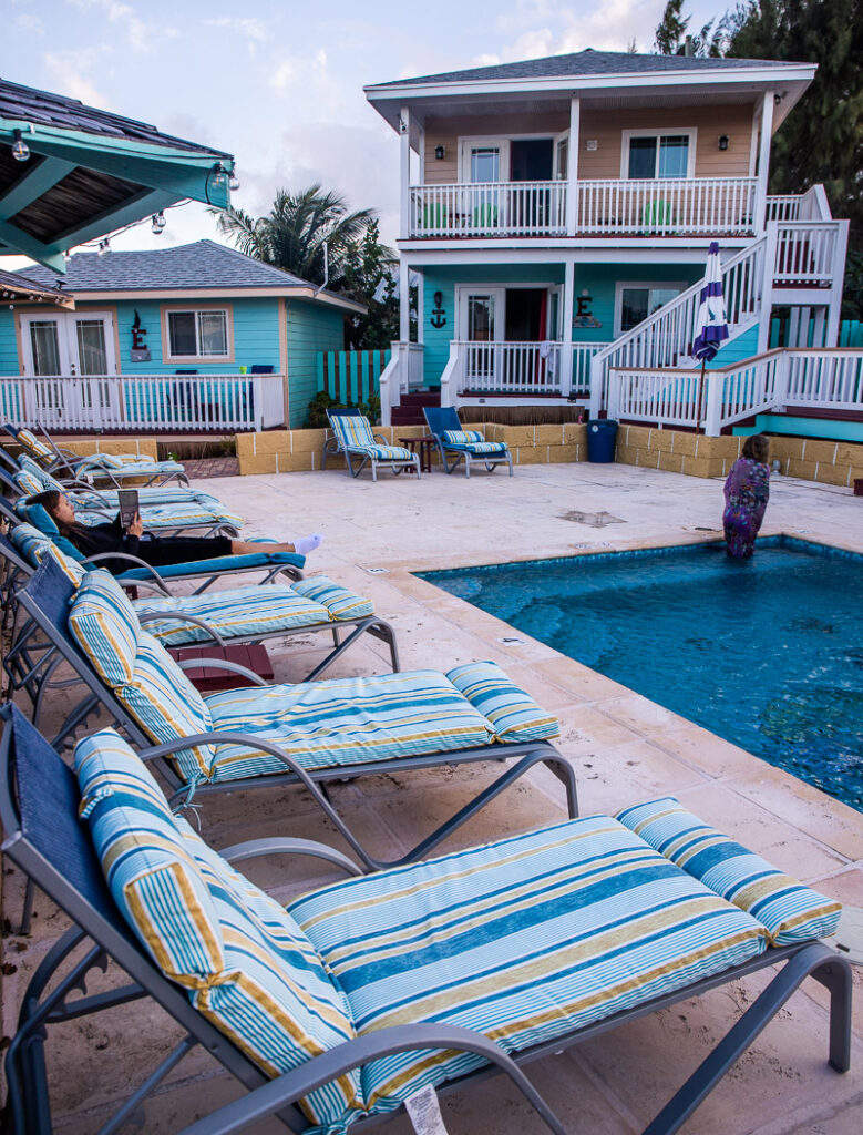 Pool chairs by a pool