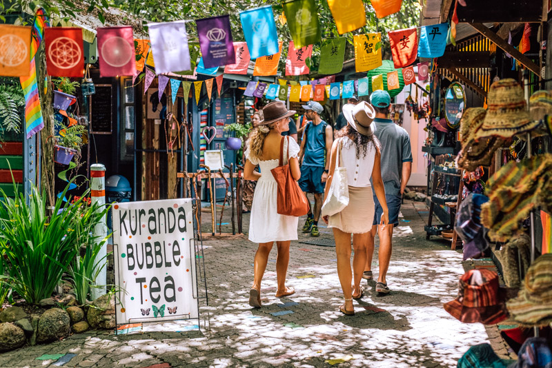 Friends shopping at the Kuranda Original Rainforest Markets