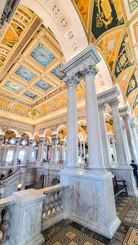 columns and painted ceilings of the great hall