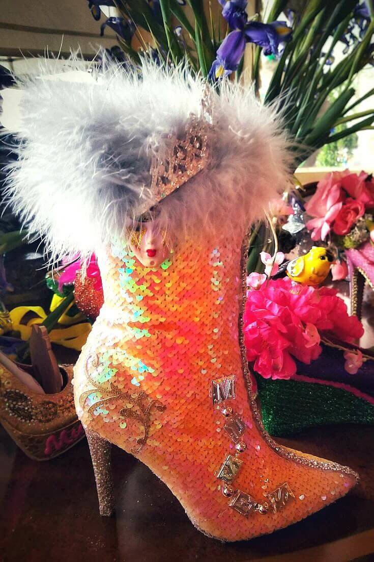 sequined boots worn at  muses parade 