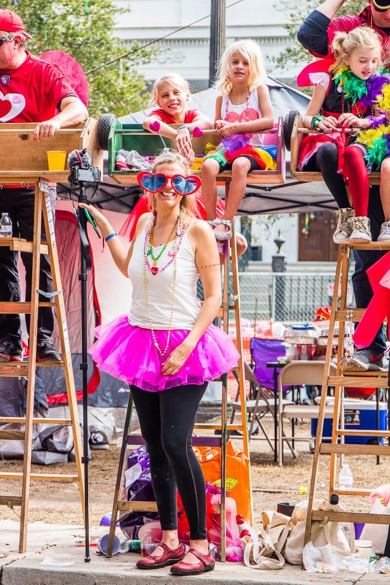 woman smiling at camera dressed in costume