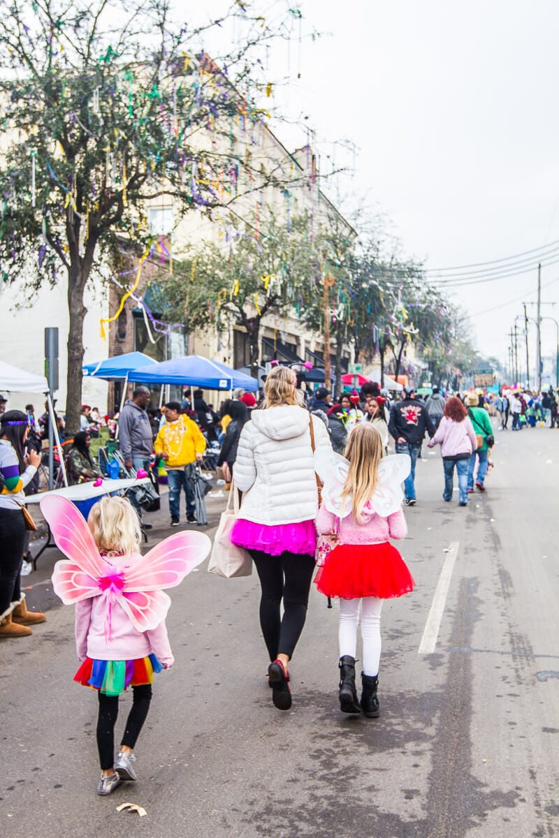 girls in costume Walking along St, Charles Avenue 