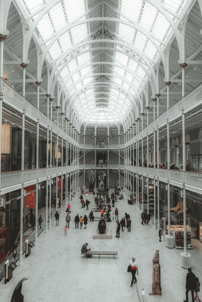 open air exhibition hall with tall glass ceiling