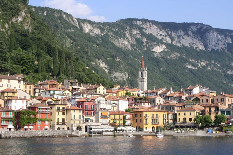 buildings of village varenna on edge of lake como