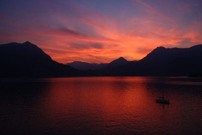 sunset lake como