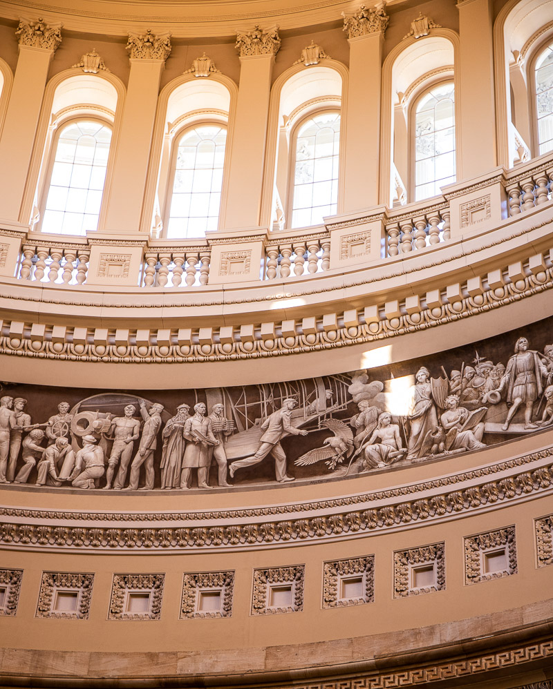 engravings on a ceiling inside the US Capitol Builing in Washington DC