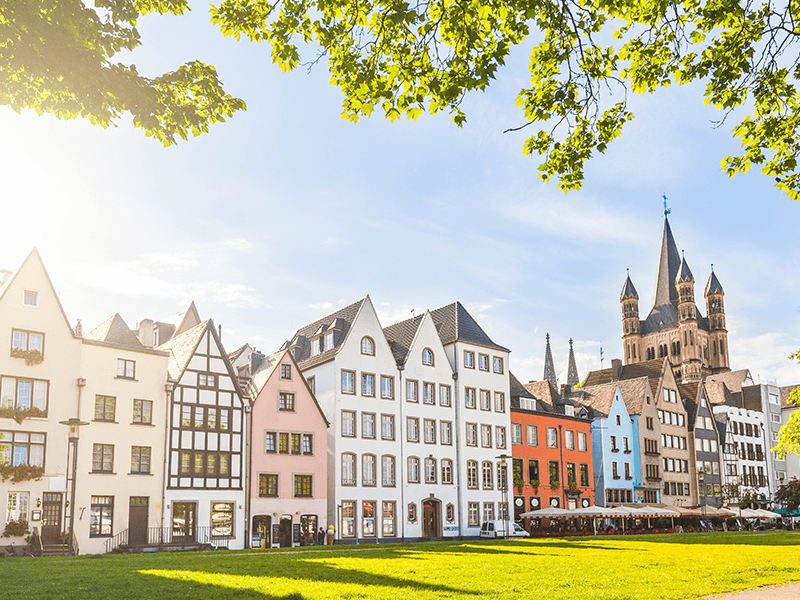 a row of colorful houses