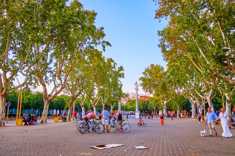 cyclists gather on La Alameda square with 