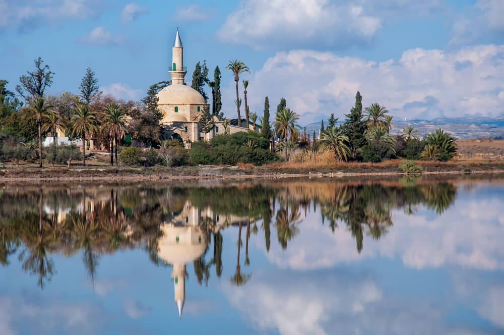 Mosque on edge of larnaca salt lake 