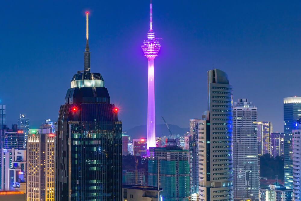 views of Kuala Lumpar skyline at night