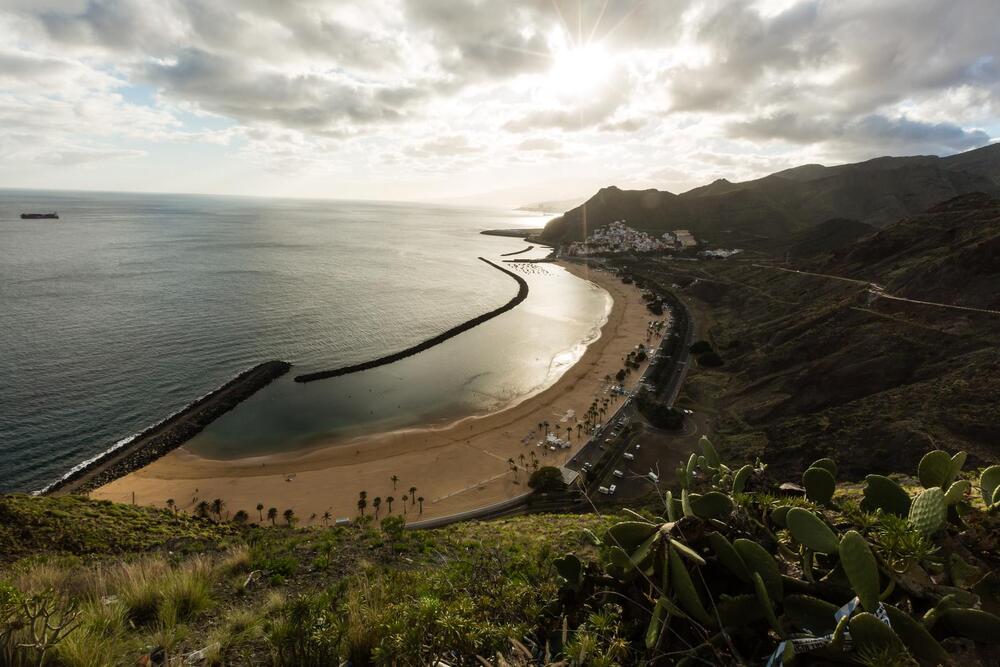 sweeping view of Playa de Las Teresitas