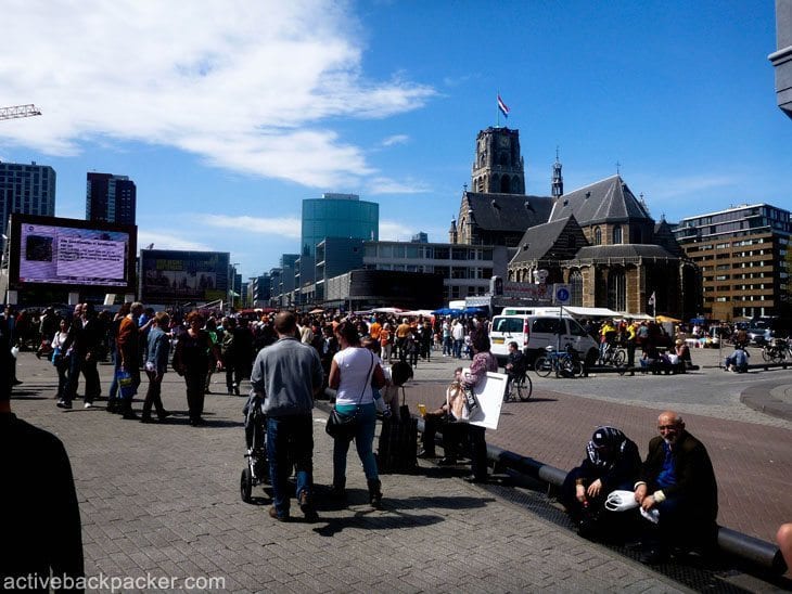 people walking through the city