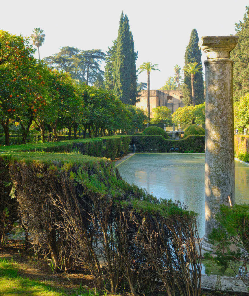 pond and gardens in the royal alcazar palace