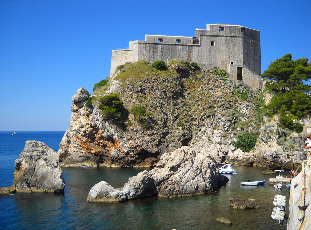 remains of Fort Lovrijenac  on the cliffs by the water