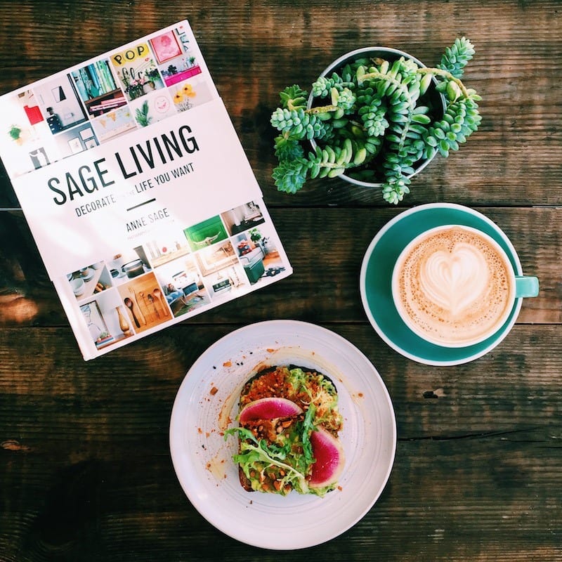 coffee and food on a table